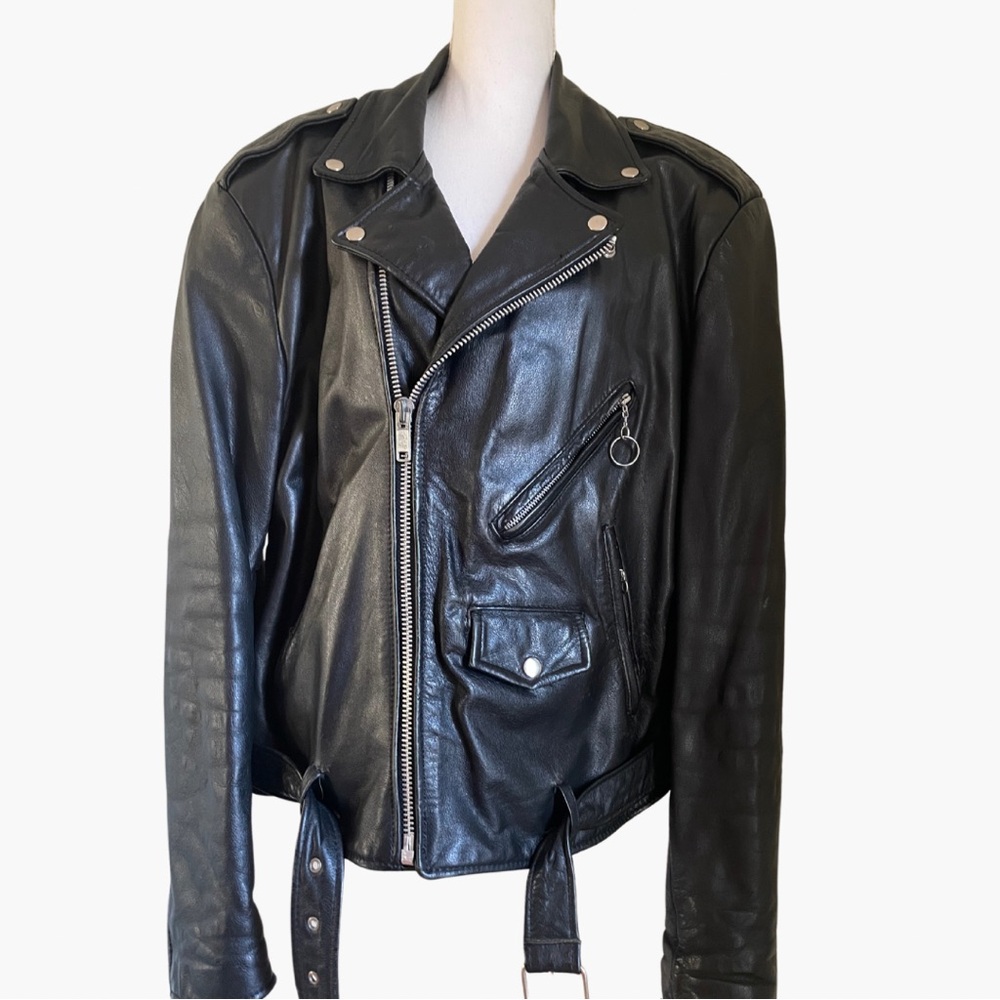 Vintage Open Road Leather Motorcycle Jacket Size 46
